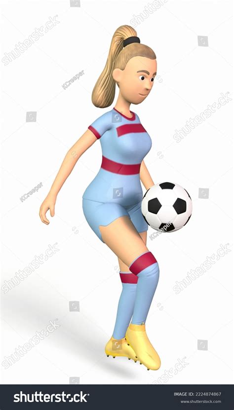 Teen Girl Juggling Soccer Ball Her Stock Illustration 2224874867