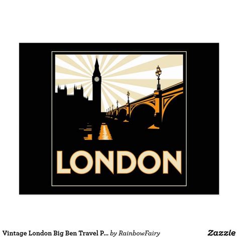Vintage London Big Ben Travel Poster Postcard London Postcard Big