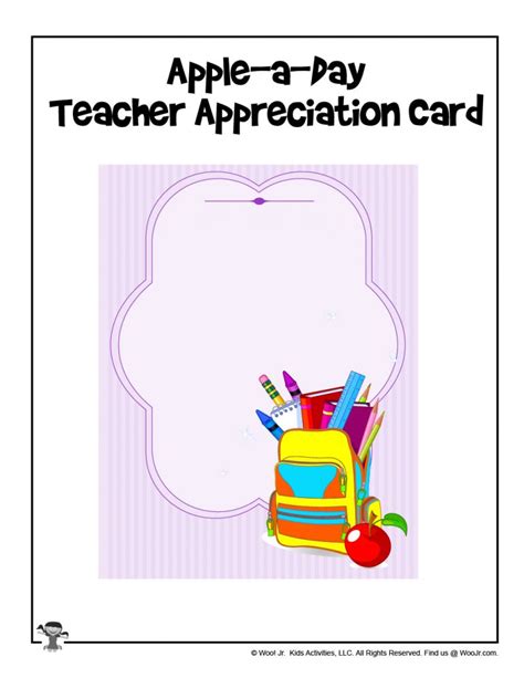 Printable Teacher Appreciation Cards Woo Jr Kids Activities