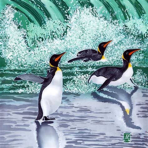Emperor Penguin Trio Exotic Bird Fine Art Print Marie Therese King Art