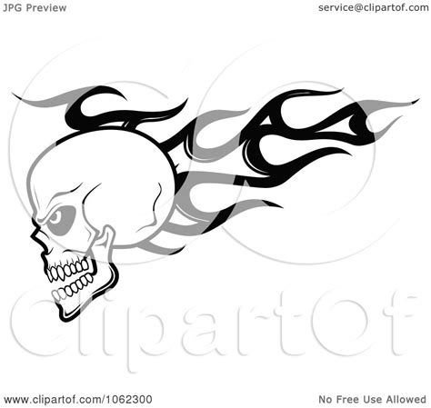 Clipart Black And White Flaming Skull Logo 1 Royalty Free Vector