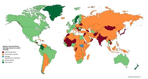 How Liberal Or Conservative Each Nation Is By World Standard In Social