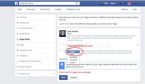 You can see a enlarged image of this button below. How to... add a new admin to your Facebook page - Little ...
