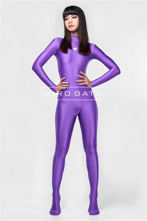 Hiro Gato Shiny Spandex Catsuit Purple Burning Suit Rave Party Etsy