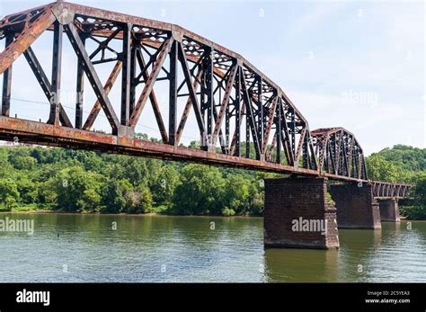 An Old Steel Railroad Trestle Bridge Over The Monongahela River In Homestead Pennsylvania Usa