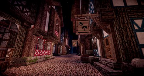 Medieval Street At Night Minecraft