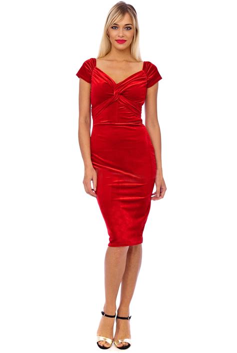 Vintage 50s Red Marilyn Midi Dress Uks Leading Vintage Store