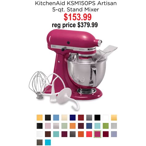 You'll whip up some brand new dishes and recipes in your home with a kitchenaid artisan stand mixer from kohl's! KitchenAid KSM150PS Artisan 5-qt. Stand Mixer, $153.99 ...