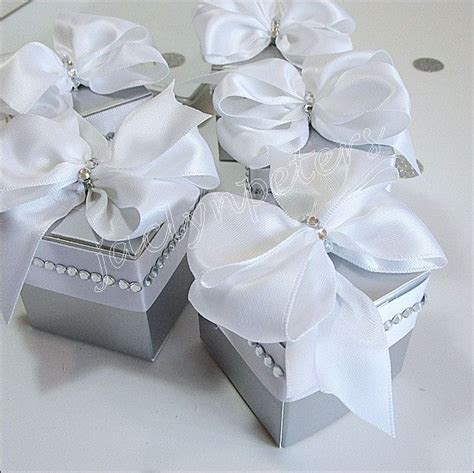 Elegant Silver And White Rhinestone Favor Boxes Wedding Favor Boxes