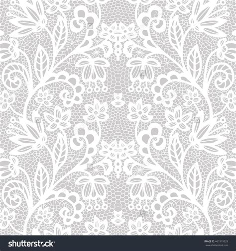 White Lace Seamless Pattern With Flowers On Grey Background Seamless