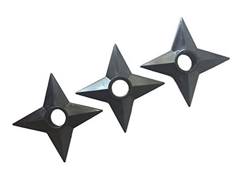 Gracenn Cosplay Naruto Shuriken Throwing Star Set Of 3pcs Plastic Black