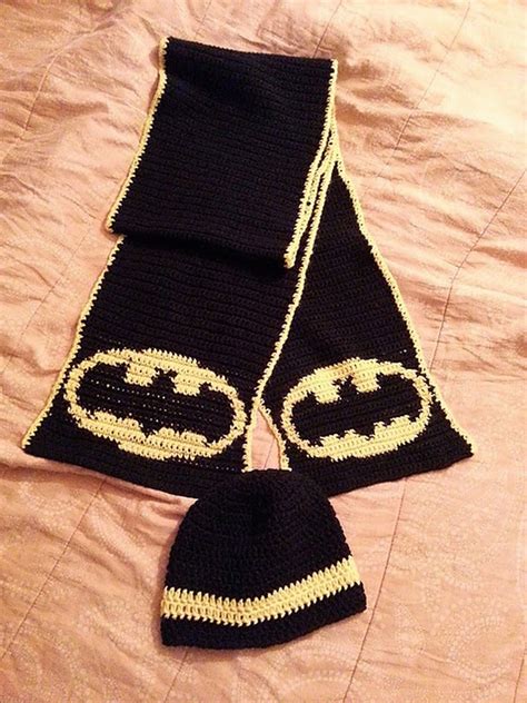 Batman Inspired Scarf And Beanie Free Crochet Pattern Link Here