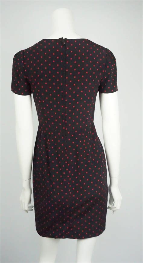 Dolce And Gabbana Red And Black Polka Dot Silk Dress 40 For Sale At