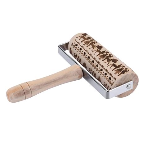Buy New Cookies Decorating Wooden Embossed Rolling Pin For Baking