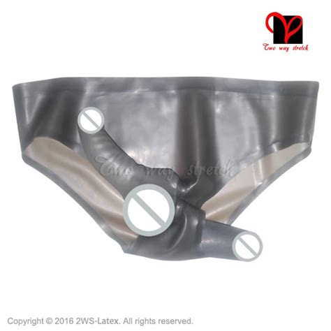 Black Sexy Latex Pants With Anatomical Anal Condom And Penis Sheath Low