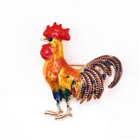 Oneckoha Fashion Jewelry Cute Rooster Brooch Pin Expoyed Cock Pin
