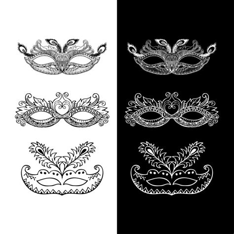 Set Of Doodle Carnival Masks 692172 Vector Art At Vecteezy