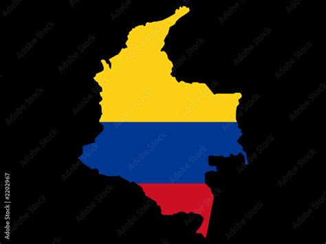 Map Of Columbia And Columbian Flag Stock Illustration Adobe Stock