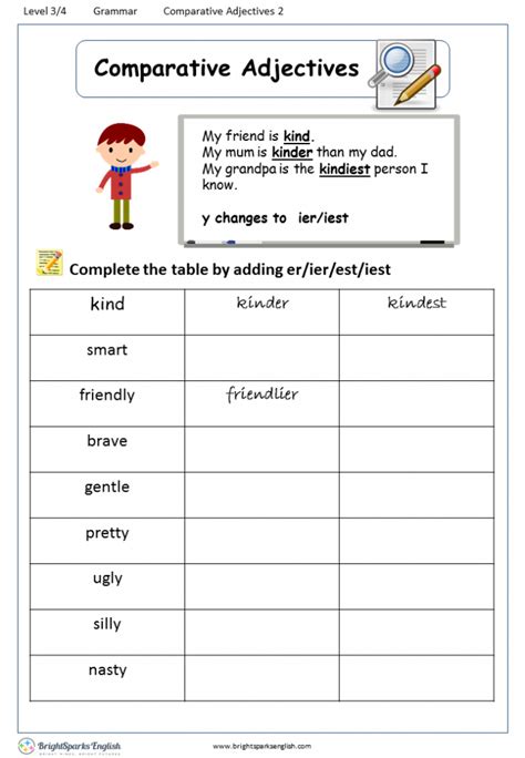 Comparative Adjectives Worksheet For A