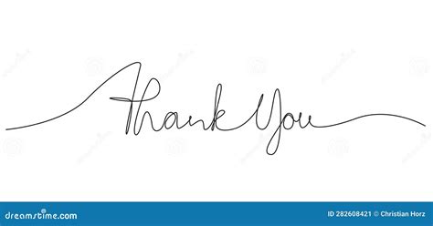 Single Line Drawing Of Phrase Thank You Stock Illustration