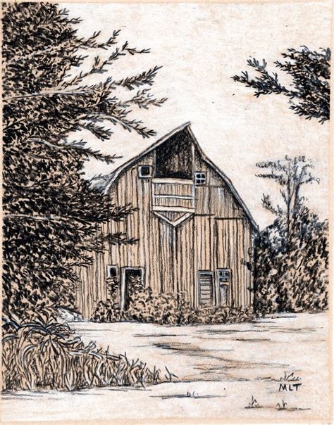 Old Barn Word Art Drawings Still Life Drawing Country Art