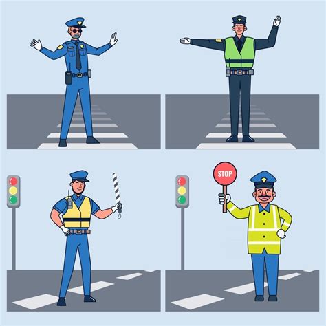 The Traffic Policeman Waved His Hand Signal At The Crosswalk 2928462