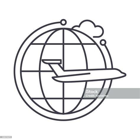 Around The World Icon Linear Isolated Illustration Thin Line Vector Web