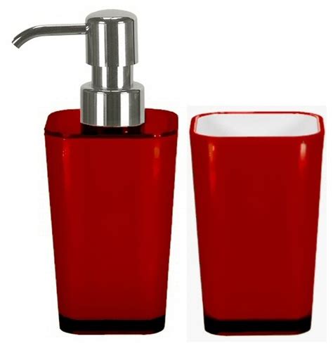 Red bathroom accessories sets might be nice idea to enhance your bathroom décor. Bathroom Accessories Set - 2 Pieces - Liquid Soap ...