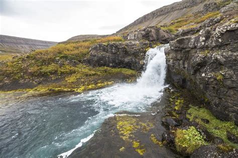 Dynjandi Waterfall Landscape West Fjords Iceland Stock Photo Image