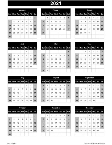 2021 Yearly Calendar With Week Number Printable Ten Free Printable