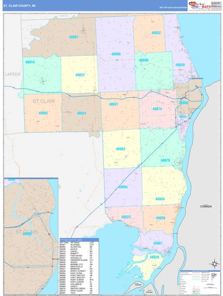 St Clair County Mi Wall Map Color Cast Style By Marketmaps Mapsales