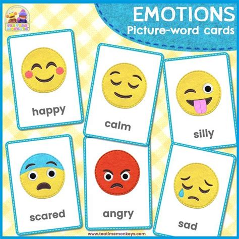 Emoji Emotions Flashcards Tea Time Monkeys Emotions Cards