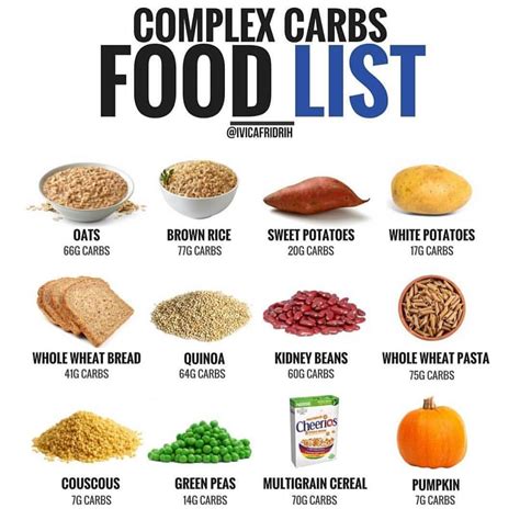 Both are necessary to provide energy for the body. COMPLEX CARBS FOOD LIST💥 ⠀⠀ 👉🏻 These healthy carbohydrate ...
