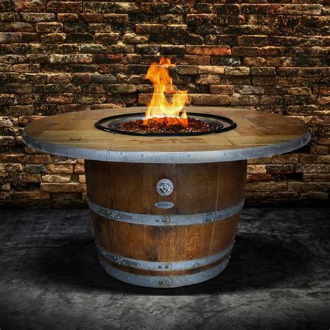 Enthusiast 42 Inch Wine Barrel Fire Pit Table By Vin De Flame Chat