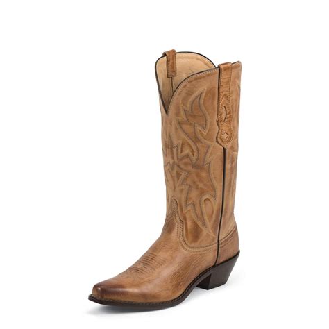 Womens Nocona Cowgirl Posh Deer Tanned Cowhide Western Boots Tan
