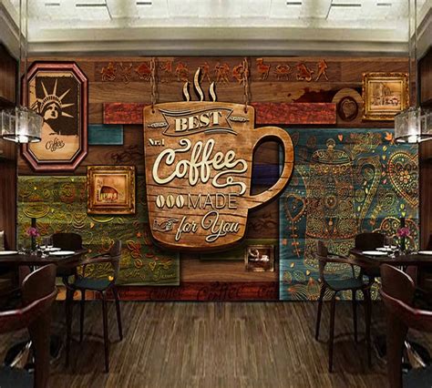 Free Shipping Custom Mural Wallpaper Hd Hand Painted Vintage Cafe