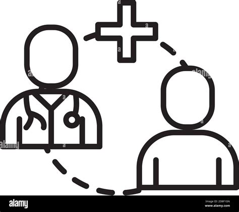 Doctor And Patient Line Style Icon Vector Illustration Design Stock