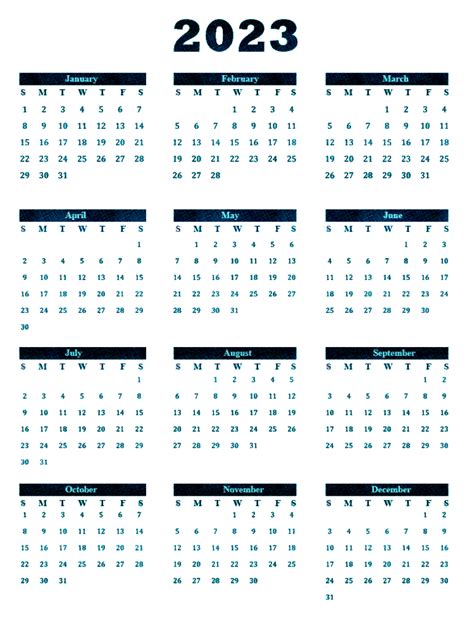 2023 Year Calendar Vector Png Images 2023 Calendar Full One Year 2023