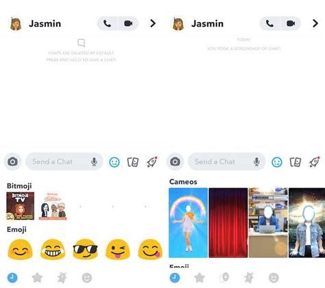 In the chat bar, tap the smiley face chat icon. Everything You Need to Know About Snapchat Cameos