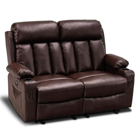 Mcombo Faux Leather Electric Power Loveseat Recliner With Heat And