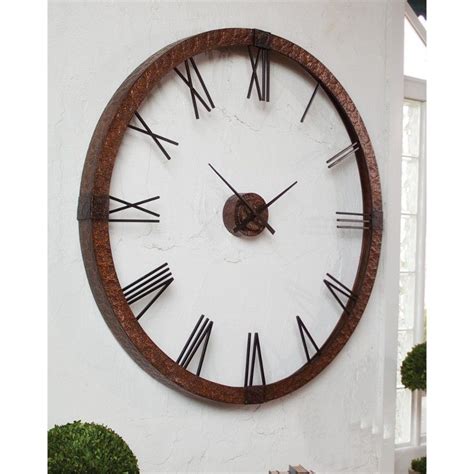 Round Hammered Copper 60 Inch Wall Clock Rc Willey Oversized Wall