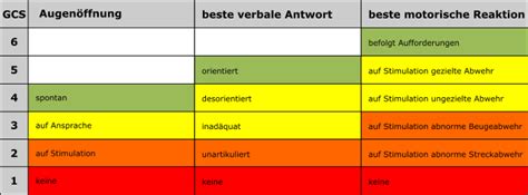 Coma severity based on eye (4), verbal (5), and motor (6) criteria. Praxisanleitung: Wachheitskontrolle bewerten - Glasgow ...