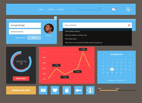 Primary Colors Ui Kit Free Psd Psdexplorer