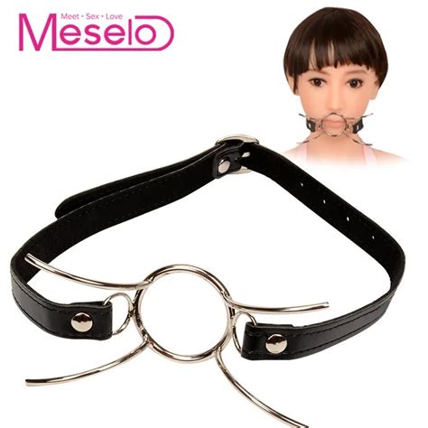 buy meselo open mouth gag ring spider shape stainless steel pu leather