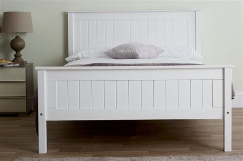White Wooden Bed Frame With Traditional Panelled Design Sleepland Beds