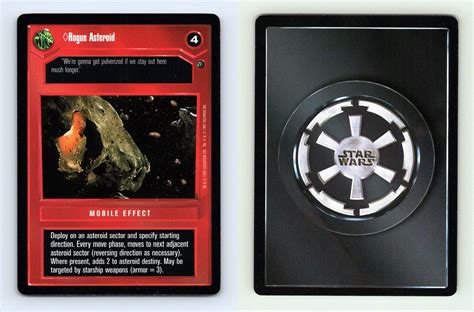 Both of the trading card game releases also sport cards called event combat cards. Rogue Asteroid Star Wars Dagobah Limited 1997 DS Common CCG Card