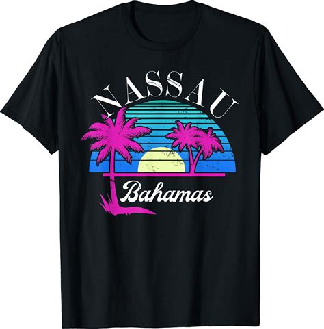Nassau Bahamas Vintage Printed Sunset T T Shirt Uk Clothing