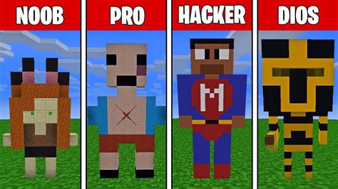 Skin Noob Vs Pro Vs Hacker Vs Dios En Minecraft Troll Youtube
