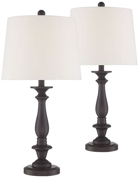Regency Hill Traditional Table Lamps Set Of 2 Bronze Candlestick White
