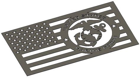 Dxf Svg And F3d Files For Usmc Emblem Inside Us Flag Cnc